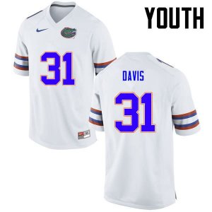 Youth Florida Gators #31 Shawn Davis NCAA Nike White Authentic Stitched College Football Jersey NFN1462DU